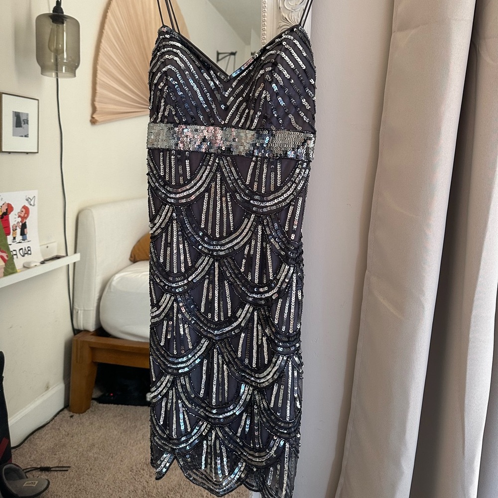 Grey Sequin Cocktail Dress